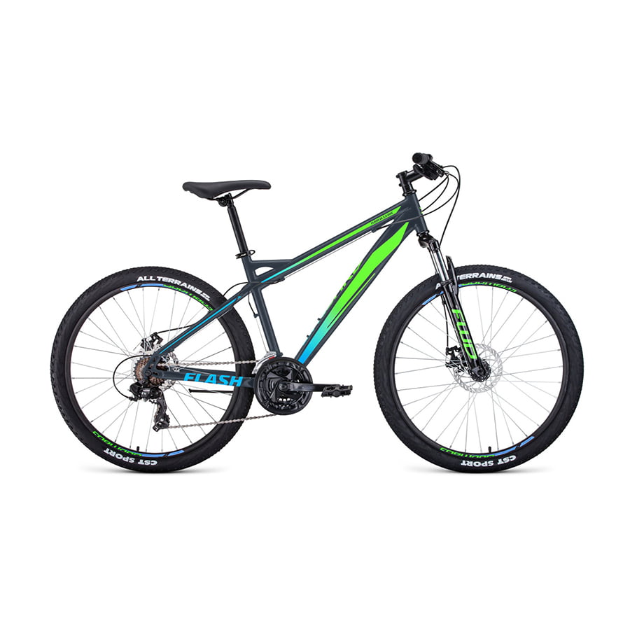 Велосипед 26" Forward Flash 26 2.2 S disc Серый матовый/Ярко-зеленый 20-21 г