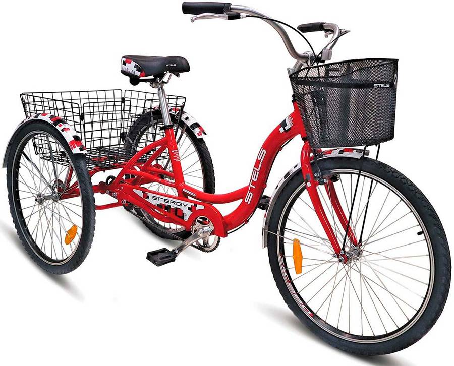Велосипед Stels Energy III 26" V030 Красный/Белый (с корзиной) (LU085325)
