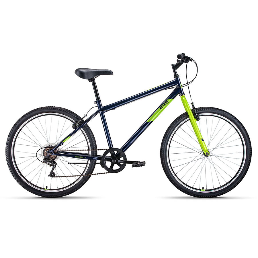 Велосипед 26" Altair MTB HT 26 1.0 7 ск Темно-синий/Зеленый 2022 г