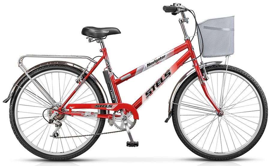 Велосипед Stels Navigator 26" 250 Lady Z010 Темно-красный (с корзиной) (LU089101)