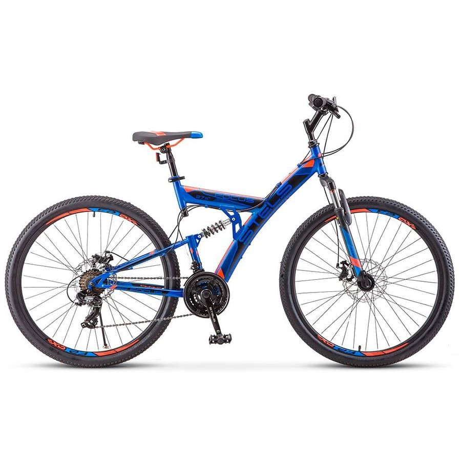 Велосипед Stels Focus 27,5" MD 21 sp V010 Синий/Неоновый-красный (LU089832)