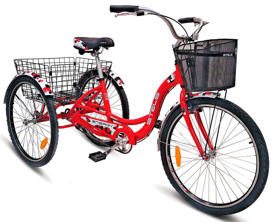 Велосипед Stels Energy I 26" V030 Красный/Белый (с корзиной) (LU087835)