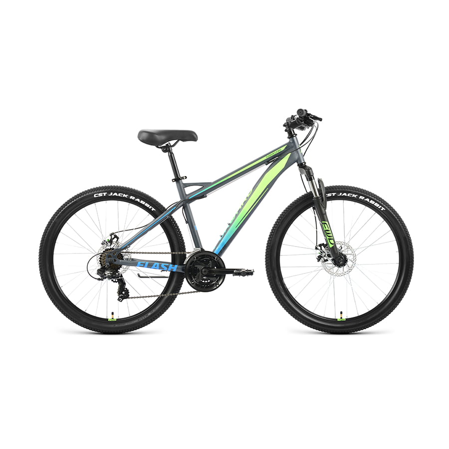 Велосипед 26" Forward Flash 26 2.0 D Серый матовый/Ярко-зеленый 2022 г