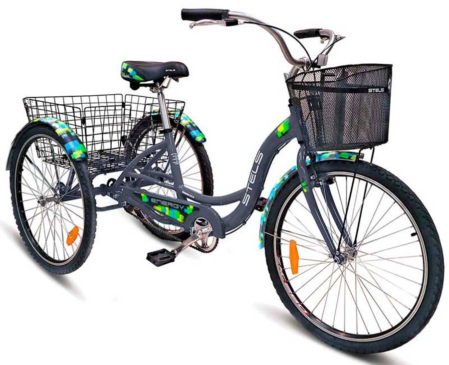Велосипед Stels Energy I 26" V030 Серый/Черный (с корзиной) (LU087835)