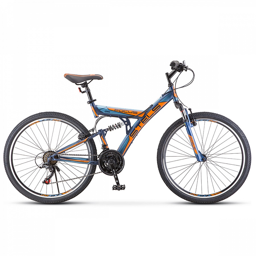 Велосипед Stels Focus 26" V 18 sp V030 Темно-синий/Оранжевый (LU086305)
