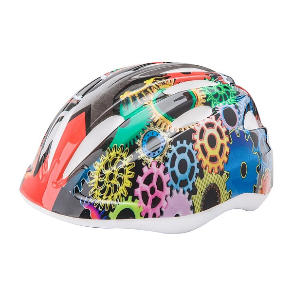 Шлем защитный HB6-3_c (out-mold) черный "разноцветные шестерни" S/600108