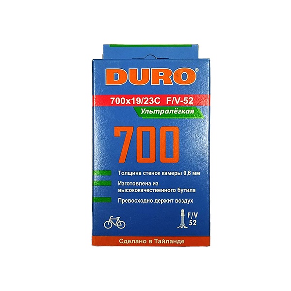 Велокамера 28" DURO 700х19/23С F/V-52 (легкая 74гр,0,6мм)/DHB01048
