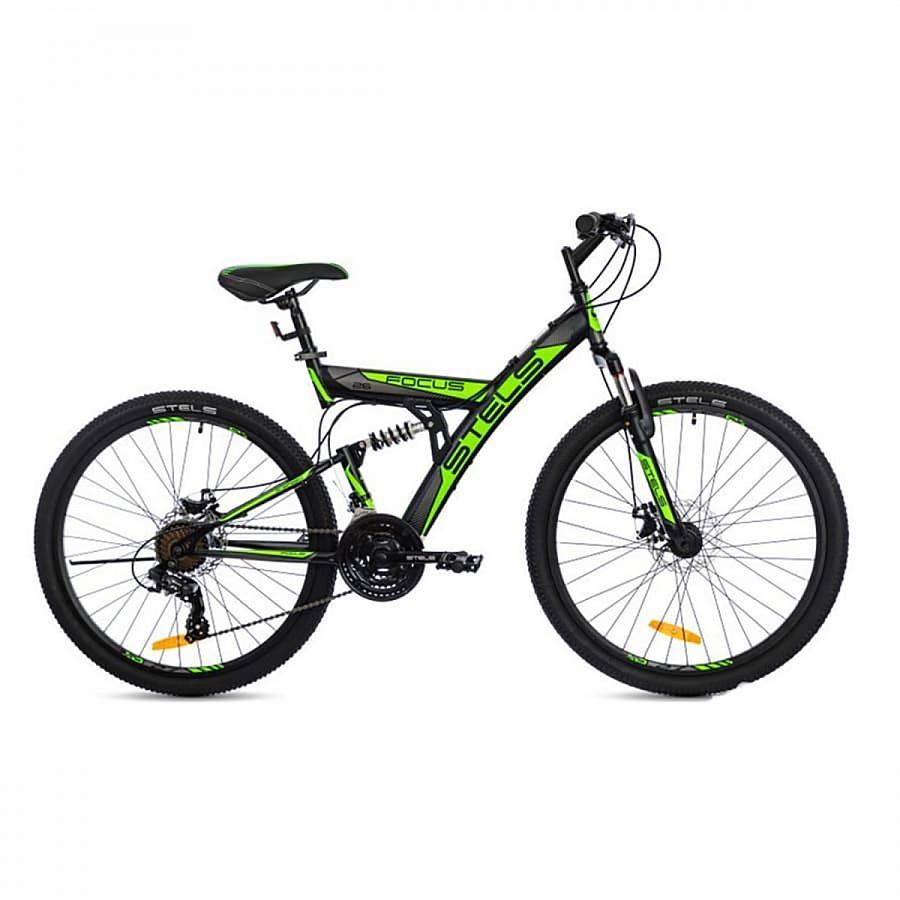Велосипед Stels Focus 26" MD 21 sp V010 Чёрный/Зелёный (LU088523)