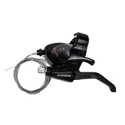 Шифтер/тормозная ручка Shimano Tourney EF41, лев., 3 cк., трос 1800 мм, черный/590135
