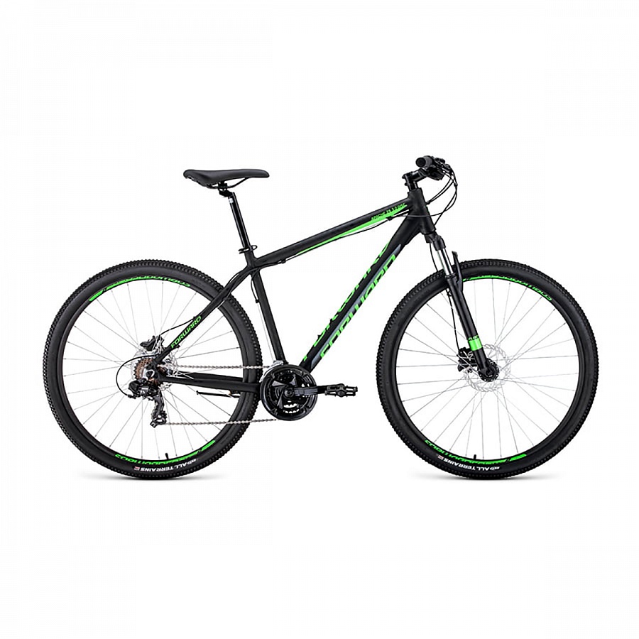 Велосипед 29" Forward Apache 29 3.0 disc AL Черный/Светло-зеленый 19-20 г