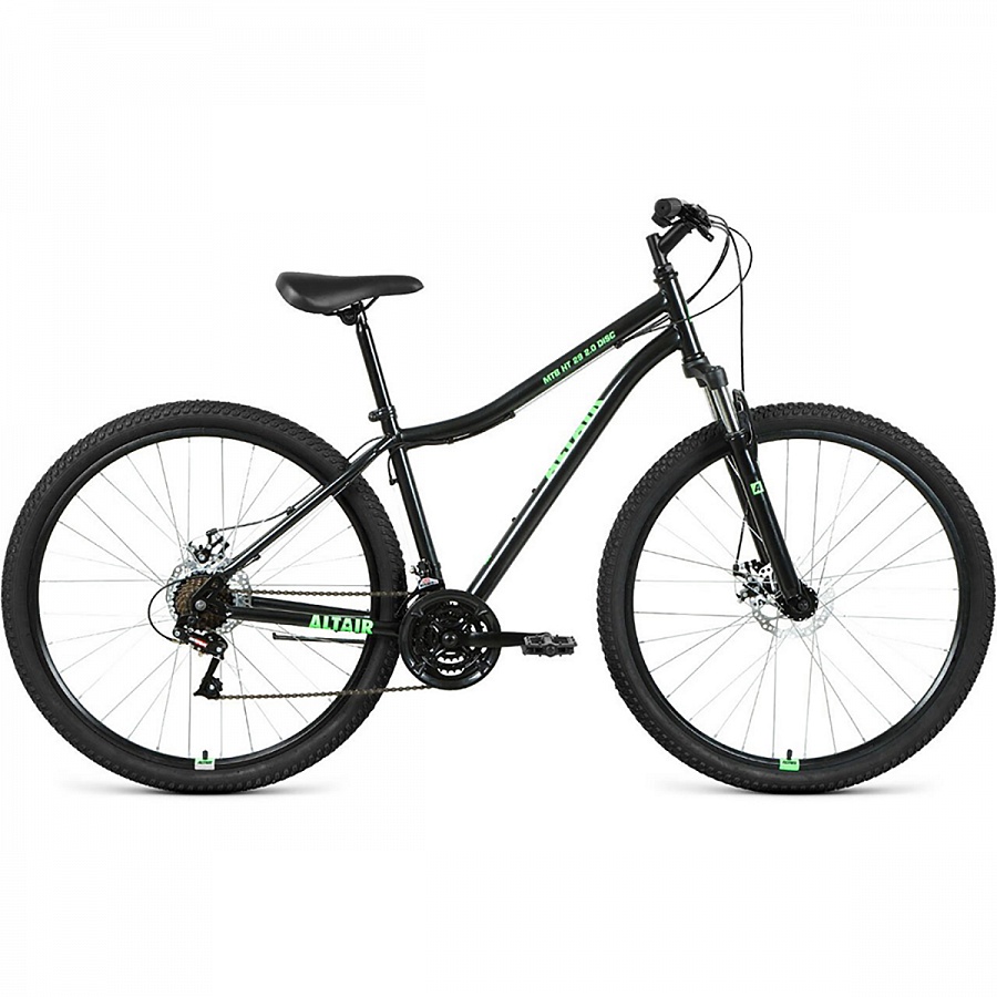 Велосипед 29" Altair MTB HT 29 2.0 disc 21 ск Черный/Ярко-зеленый 20-21 г