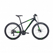 Велосипед 27,5" Forward Apache 27,5 2.0 disc AL Черный матовый/Ярко-зеленый 20-21 г