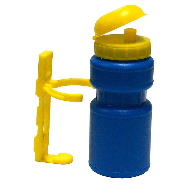 Фляга HL-WB15+BC12, 250мл, пластик, с клапаном и креплением в комплекте,голубая с желтым