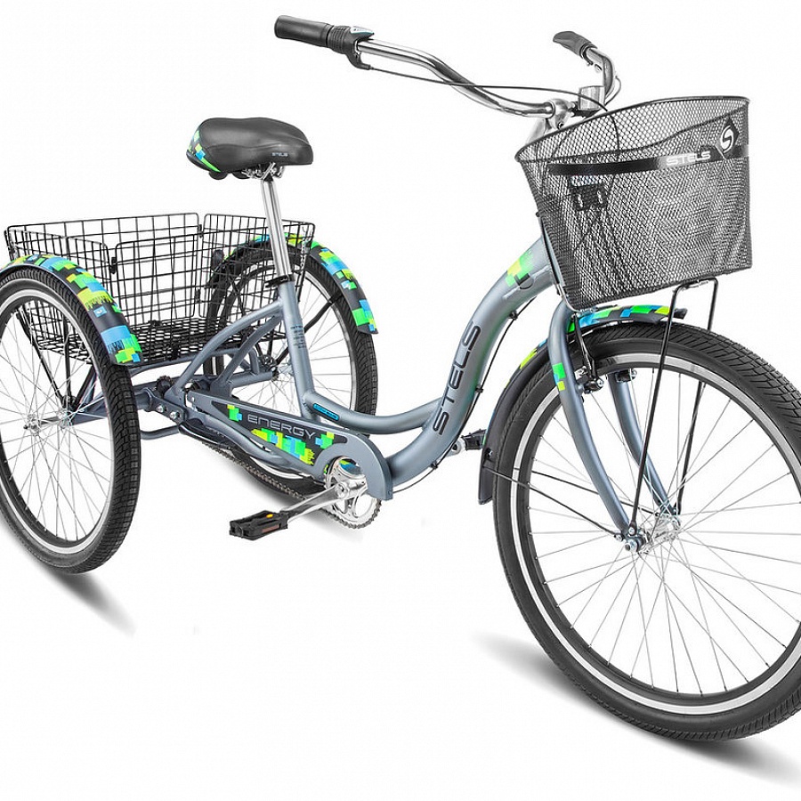 Велосипед Stels Energy III 26" V030 Серый/Черный (с корзиной) (LU085325)