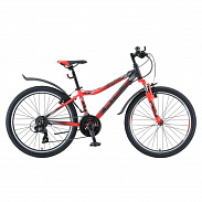 Велосипед Stels Navigator 24" 450 MD V030 Черный неоновый/Красный (м) (LU093466)