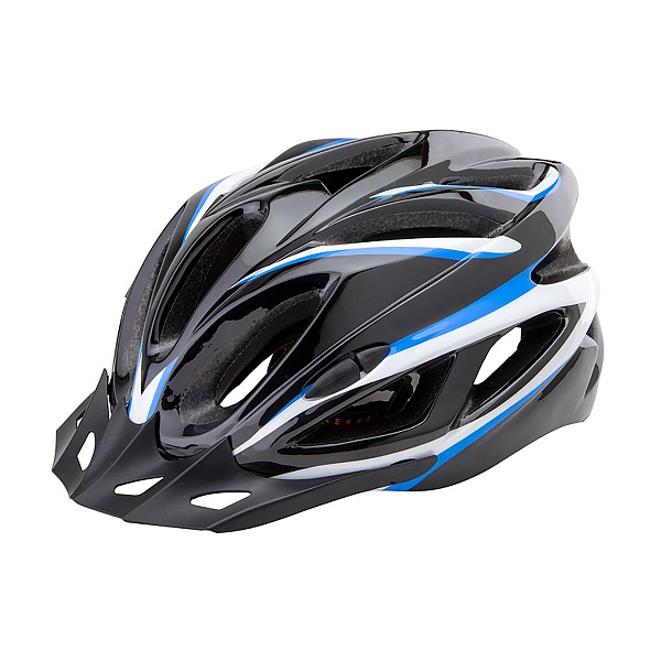 Шлем защитный FSD-HL022 (in-mold) L (58-60 см) чёрный с синими полосами/600129