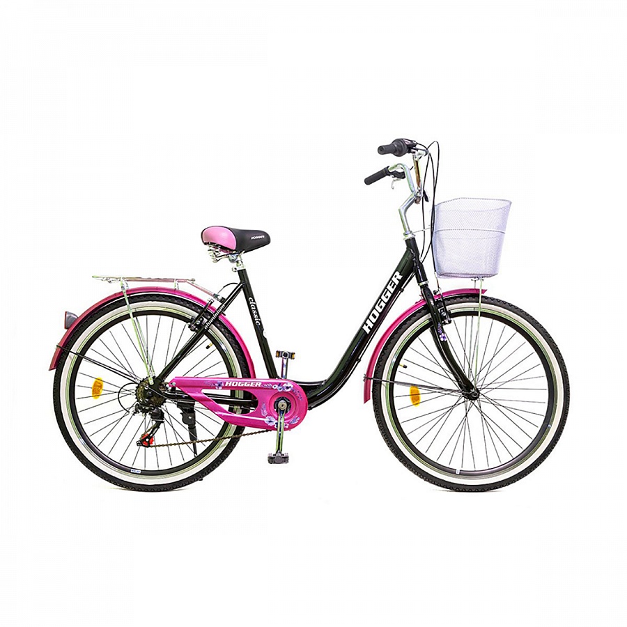 Велосипед 26" Hogger City AL 7 ск Black/Pink