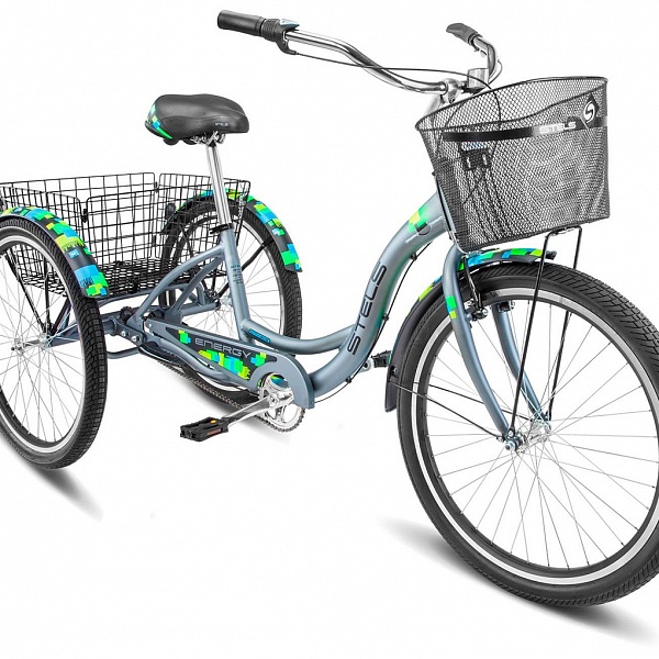 Велосипед Stels Energy III 26" V030 Зеленый/Синий (с корзиной) (LU085325)
