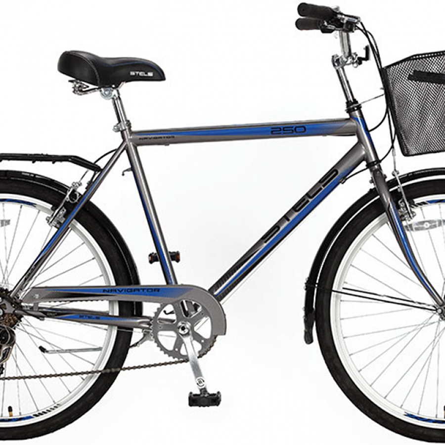 Велосипед Stels Navigator 26" 250 Gent Серый/Синий (с корзиной)