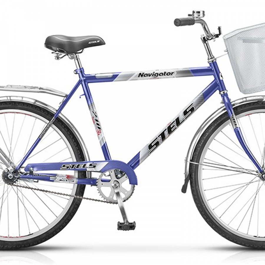 Велосипед Stels Navigator 26" 210 Gent Темно-синий/Голубой (с корзиной)