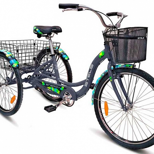 Велосипед Stels Energy I 26" V030 Серый/Черный (с корзиной) (LU087835)