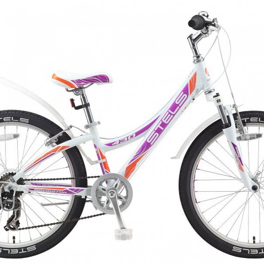 Велосипед Stels Navigator 24" 430 V V020 Белый/Фиолетовый/Оранжевый